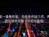 爱一番像校准:先校条件缺几项,再把引用补完整(评论也能用)