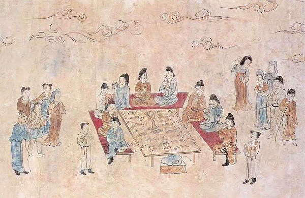 唐代《野宴图》,韦氏家族墓壁画